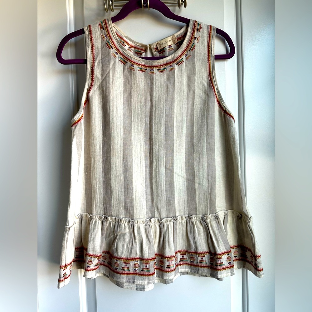 Altar’d State Sleeveless Cotton Striped Embroidered Top